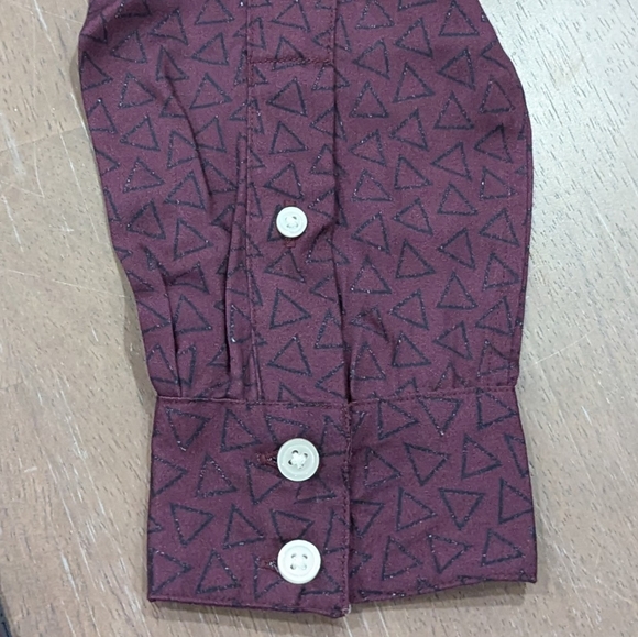 Mens John Varvatos Ross Geometric LS Button Up Shirt Dark Plum Small - Picture 4 of 5